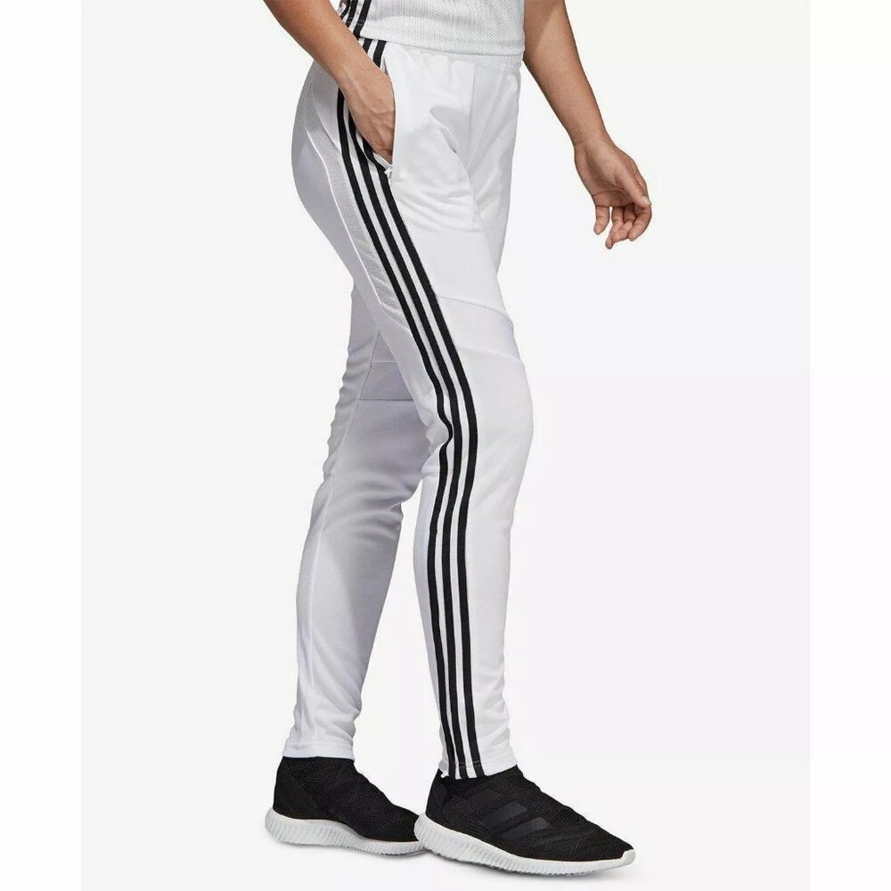 EUC Womens Adidas Tiro19 Training Pant in White with Classic Black 3 Stripe Sz M - Picture 3 of 6